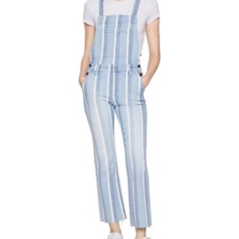 BCBGeneration Striped Blue Denim Overalls